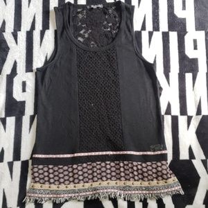 MissMe sequence and fringe tank top